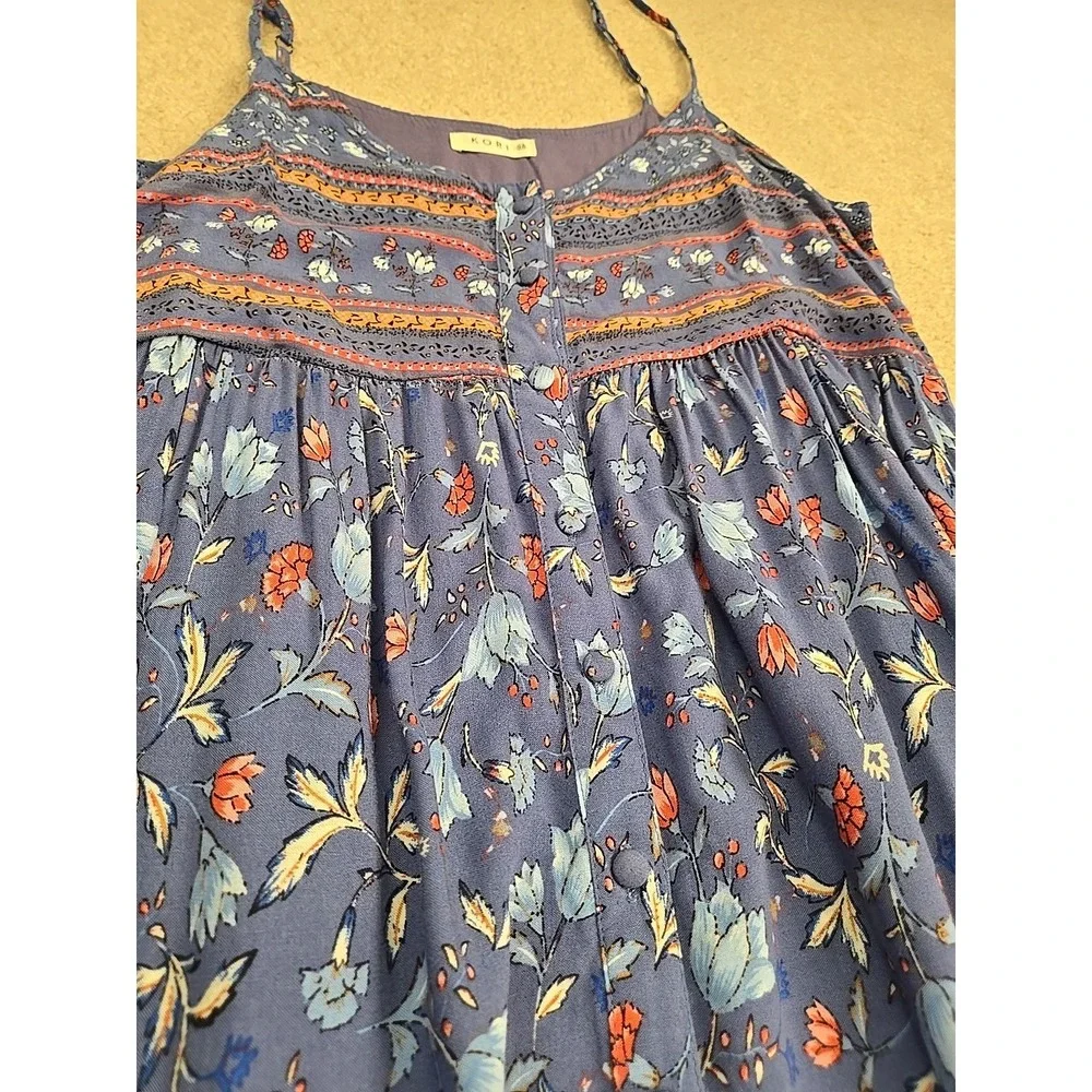Kori Maxi‎ Dress The Navaro Floral Sleevless Floral Hi Low Boho Lavender Blue M